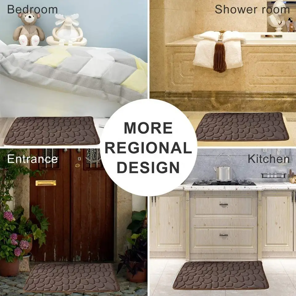 Cobblestone Bath Mat Bathroom Absorbent Mats Carpet Non-Slip Toilet Entrance Doormat Foot Mat Shower Room Rug Home Decor images - 6