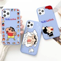 bandai crayon shin chan phone case for iphone 13 12 mini 11 pro max x xr xs 8 7 6s plus candy purple silicone cover
