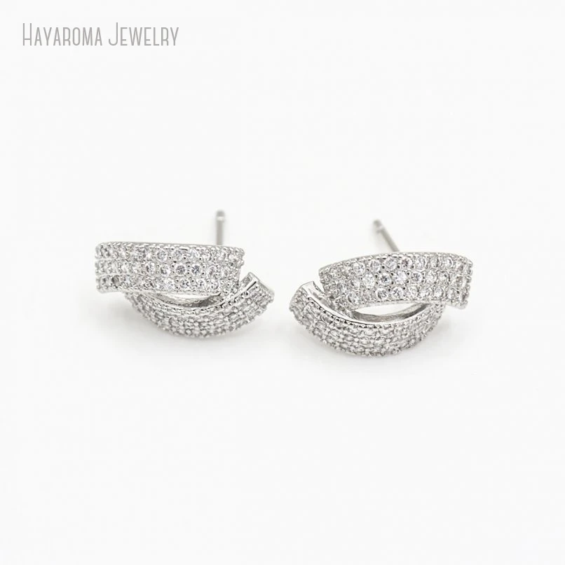 Серьги-гвоздики Hayaroma серебро медь кубический цирконий 5 пар