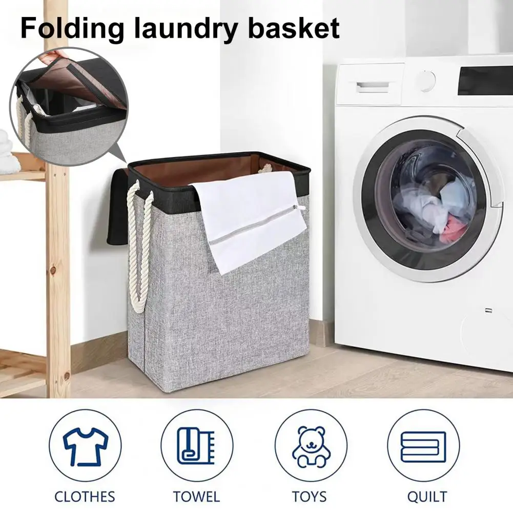 

1 Set Foldable Laundry Basket with Reinforced Handle Storage Container Strong Load-bearing Dirty Clothes Hamper Bedroom Supplies