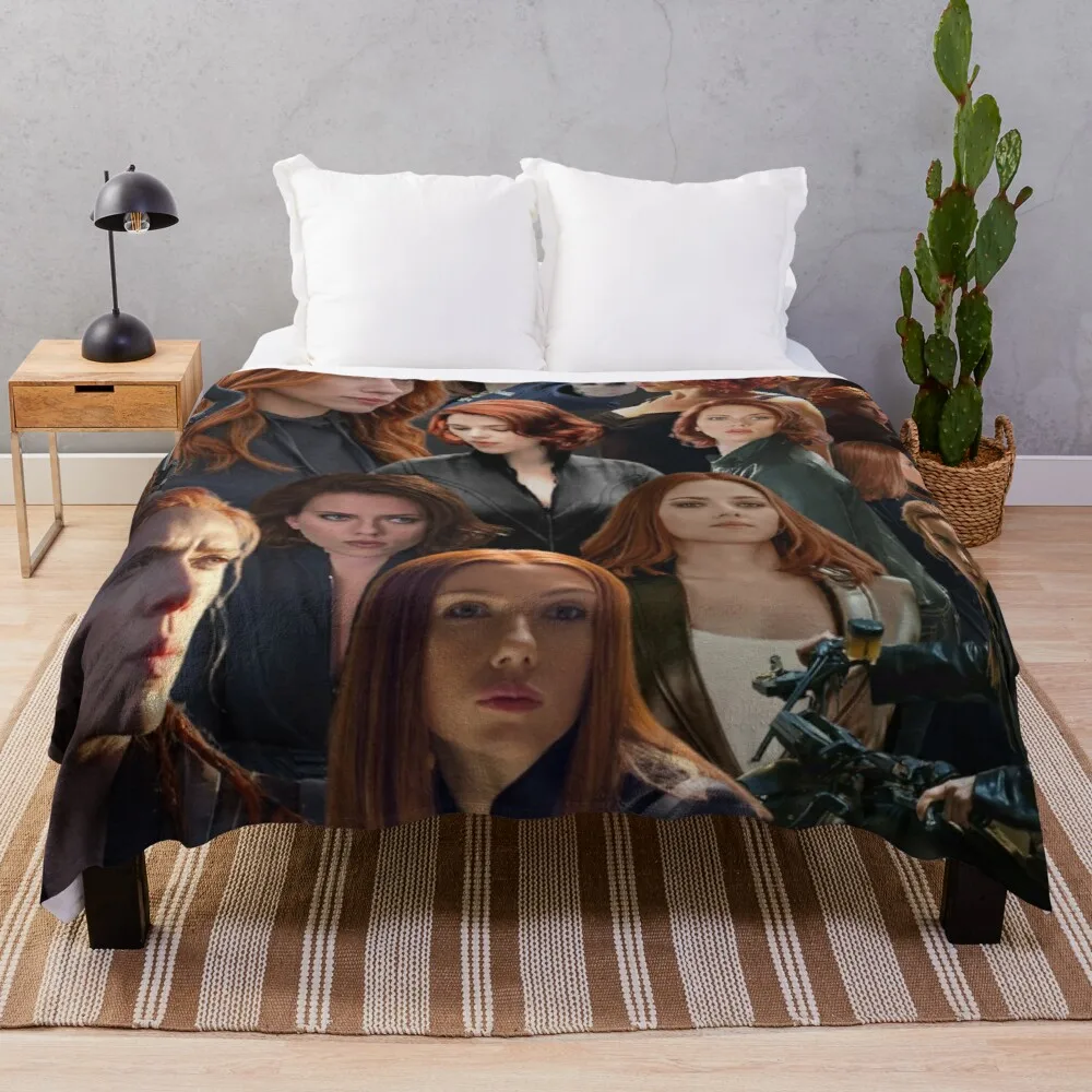 

scarlett johansson collage black Throw Blanket double-sided blanket blankets for baby