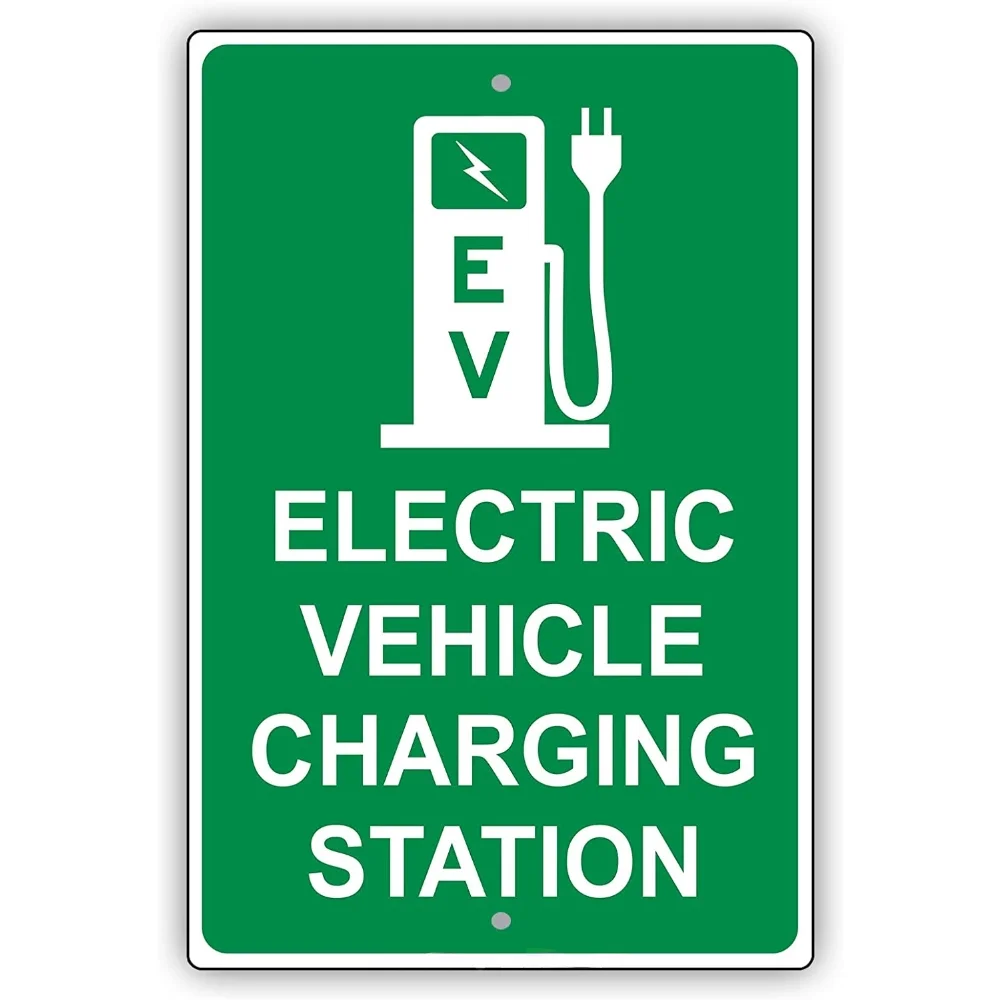 

Electric Vehicle Charging Station Metal Tin Sign Reserved Spot With Graphic Alert Caution Warning Aluminum Home Decoration