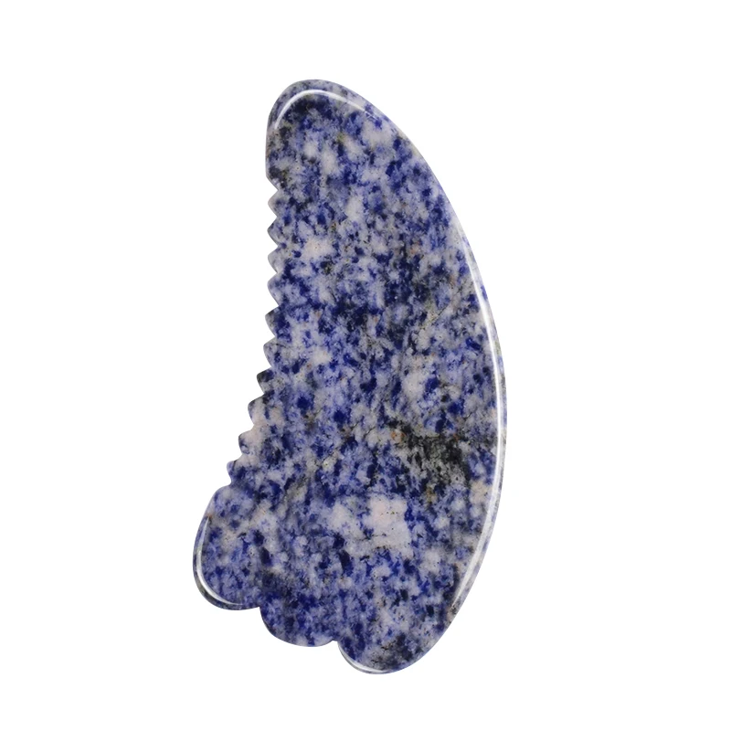 

Sodalite Sawtooth Big Gua Sha Tool Natural Jade Stone Massager Face Care Neck Body SPA Acupuncture Scraping Beauty Product