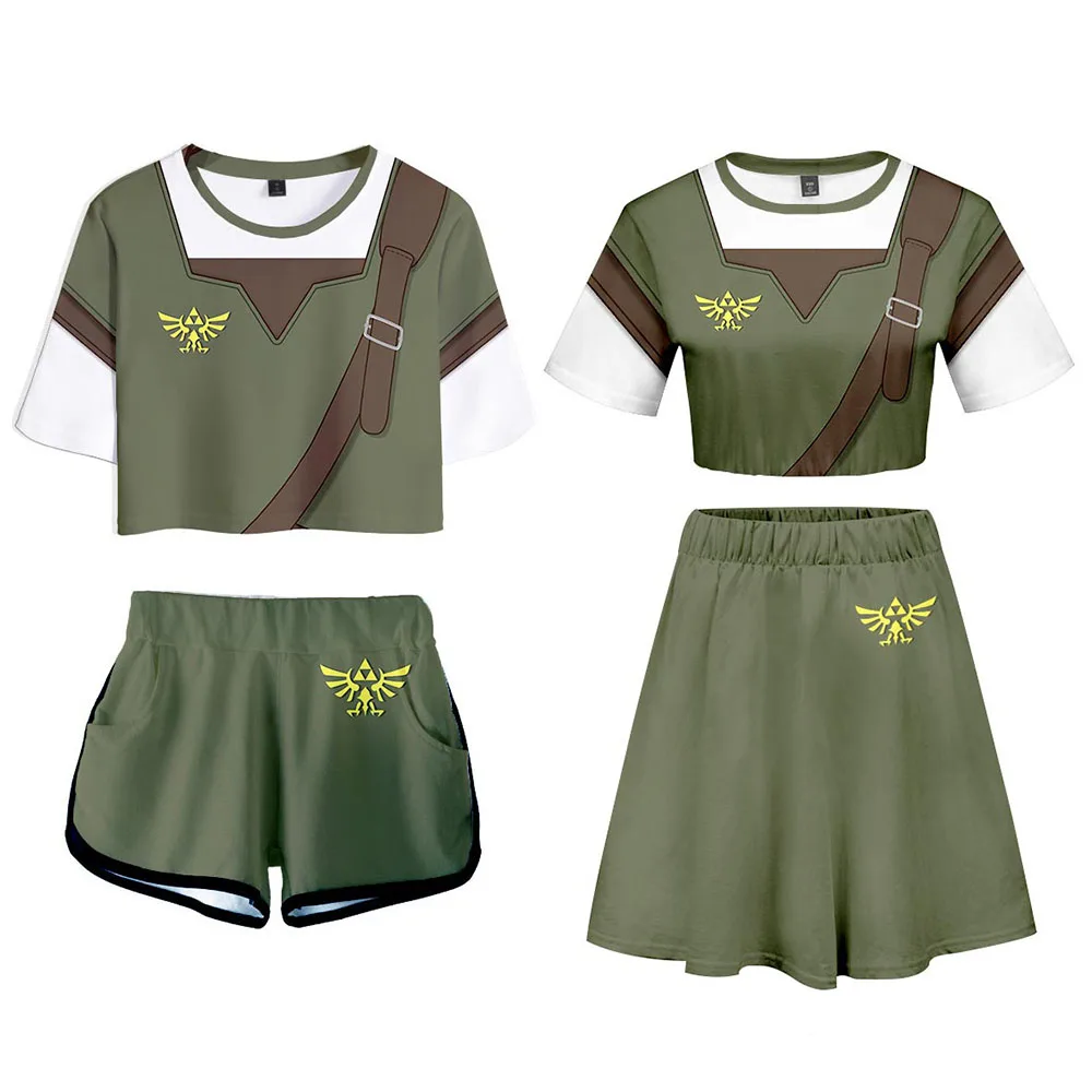 

Женский костюм для косплея, футболка, топ, юбка, шорты