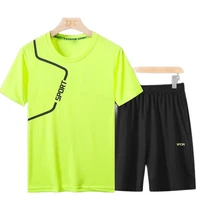 outdoor sports suit short sleeved suit mens summer t shirt thin casual short sleeved fashion sports suit casual gym sports suit