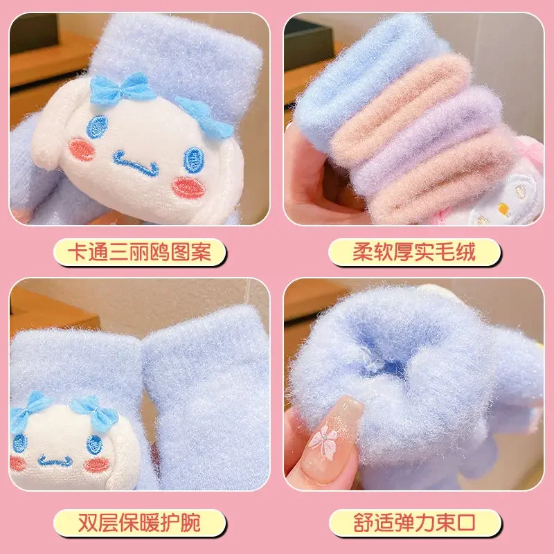 Sanrio Hello Kitty Cinnamoroll аниме детские теплые перчатки зимние милые Kuromi Kawaii бархатные