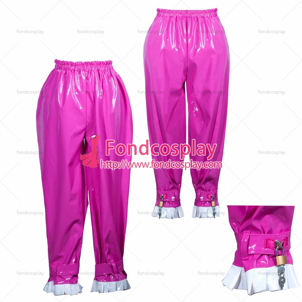 

adult sexy cross dressing sissy maid hot pink heavy pvc lockable pants bloomers Uniform Tailor-made[G3775]