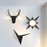 nordic gold led wall lamp g9 e27 minimalist geometric deer star bedside iron wall light for living room bedroom home decroation