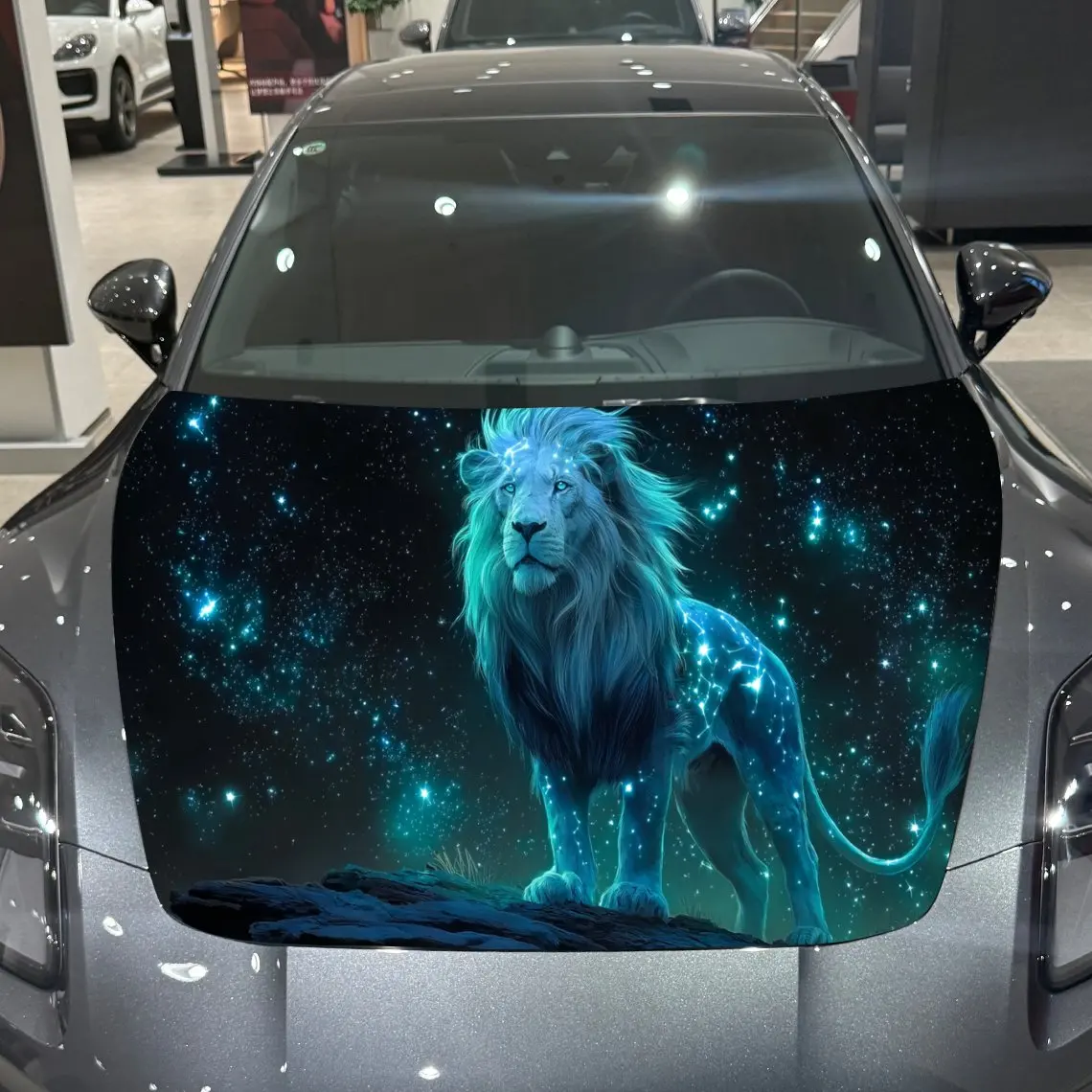 Фото Виниловая пленка для автомобиля Azure Starfield Majestic Lion, водонепроницаемая наклейка на капот автомобиля из ПВХ, самоклеящиеся устойчивые к царапинам наклейки №4