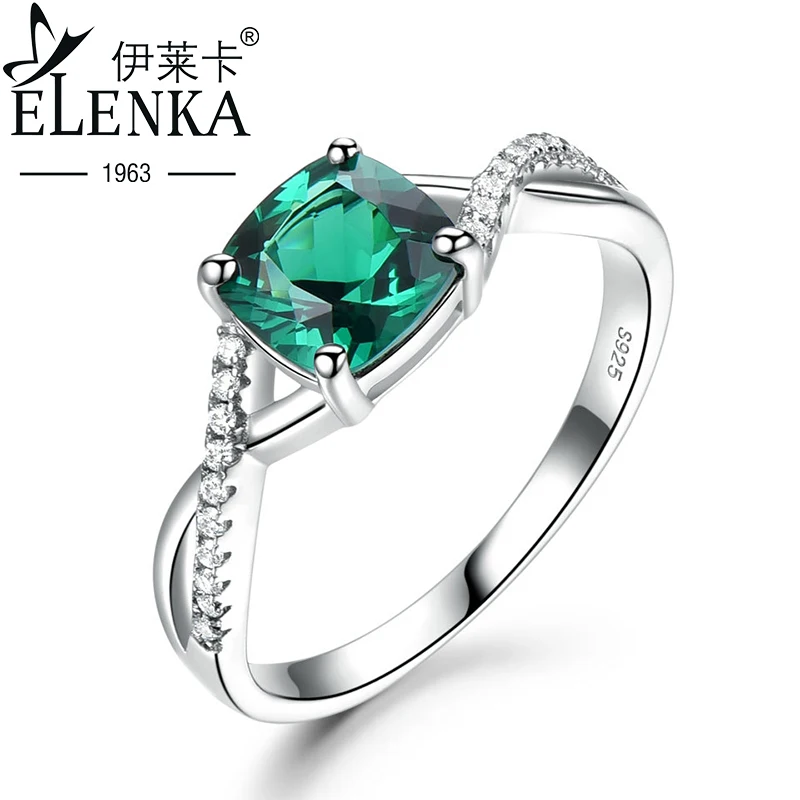 

S925 Sterling Silver Artificial Emerald Ring for Women Original Design Square Gemstone Ring Wedding Jewelry Set Gifts for Girls