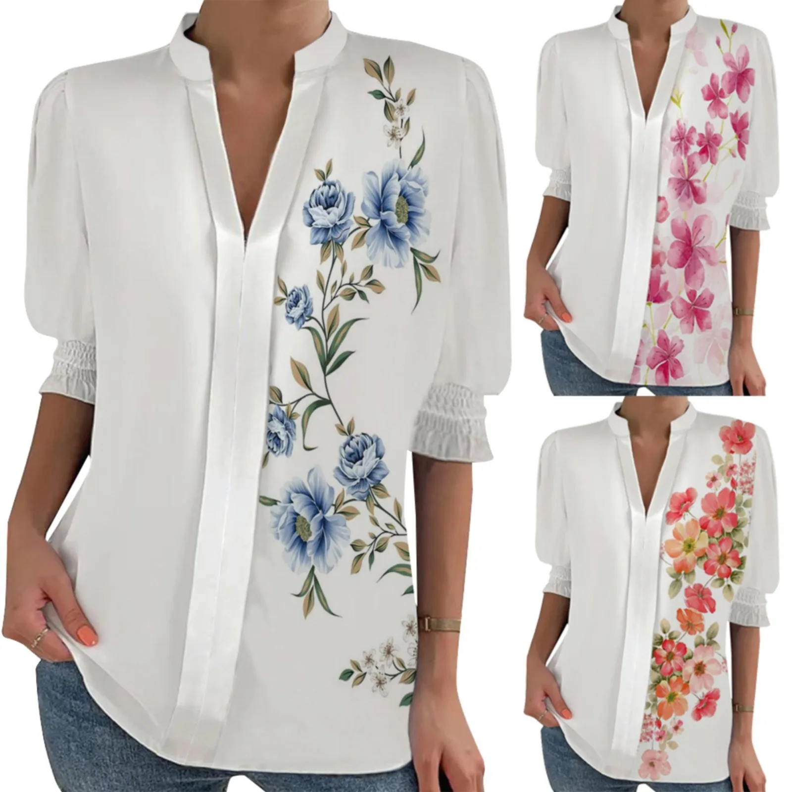 

Summer Fashion Ladies Quarter Sleeve Shirts for Women Denim Long Sleeve Shirt for Women Oversized Linen Shirts for Women