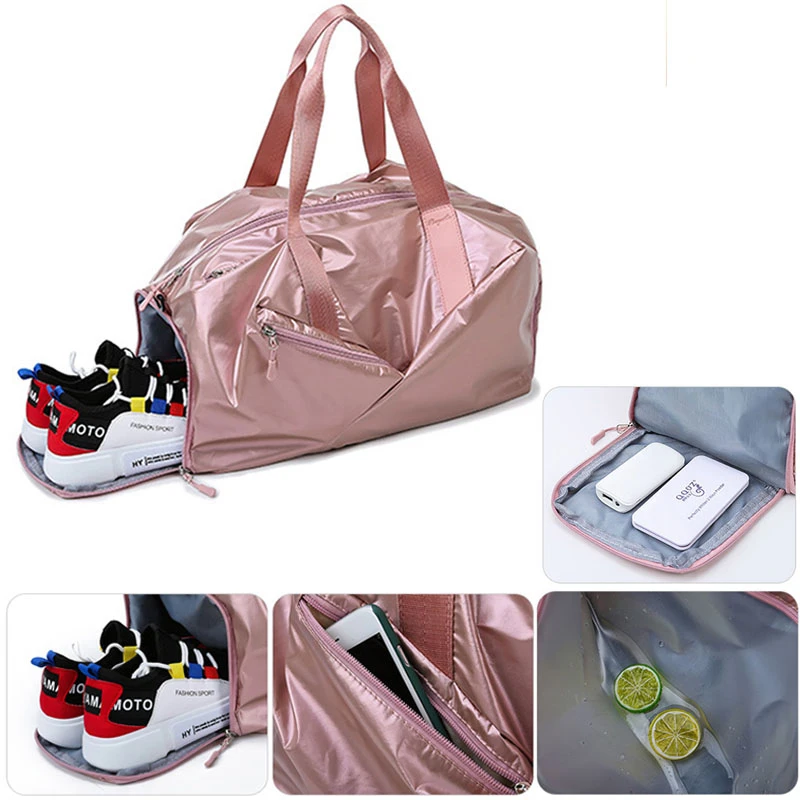 Ярко-розовые женские спортивные сумки для фитнеса влажная сухая сумка спортзала