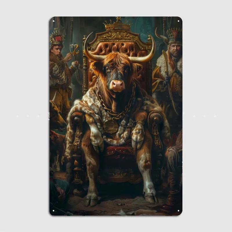 Highland Крупный рогатый скот металлическая Настенная картина винтажные