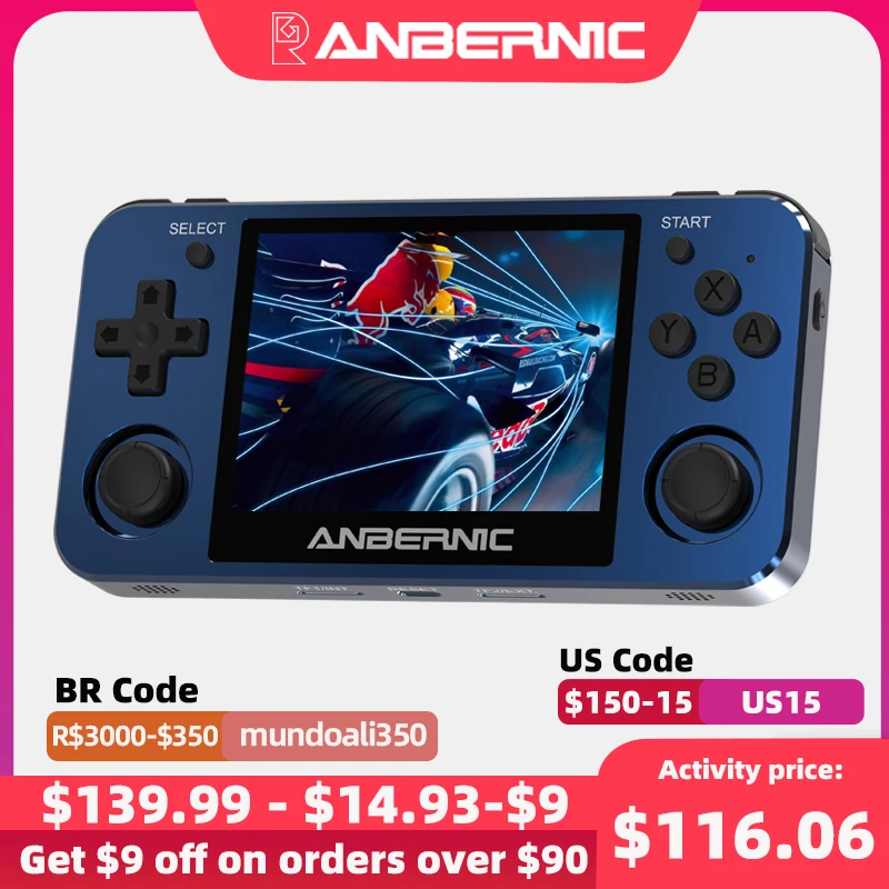 

ANBERNIC RG351MP RG350M Retro Game Console PS1 RK3326 Player Aluminum Alloy Shell 3.5" IPS Screen Handheld Portable Consola