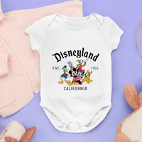 unisex fashion onesie 0 to 12 months newborn white 2022 summer disney mickey mouse donald duck cartoon character printing free