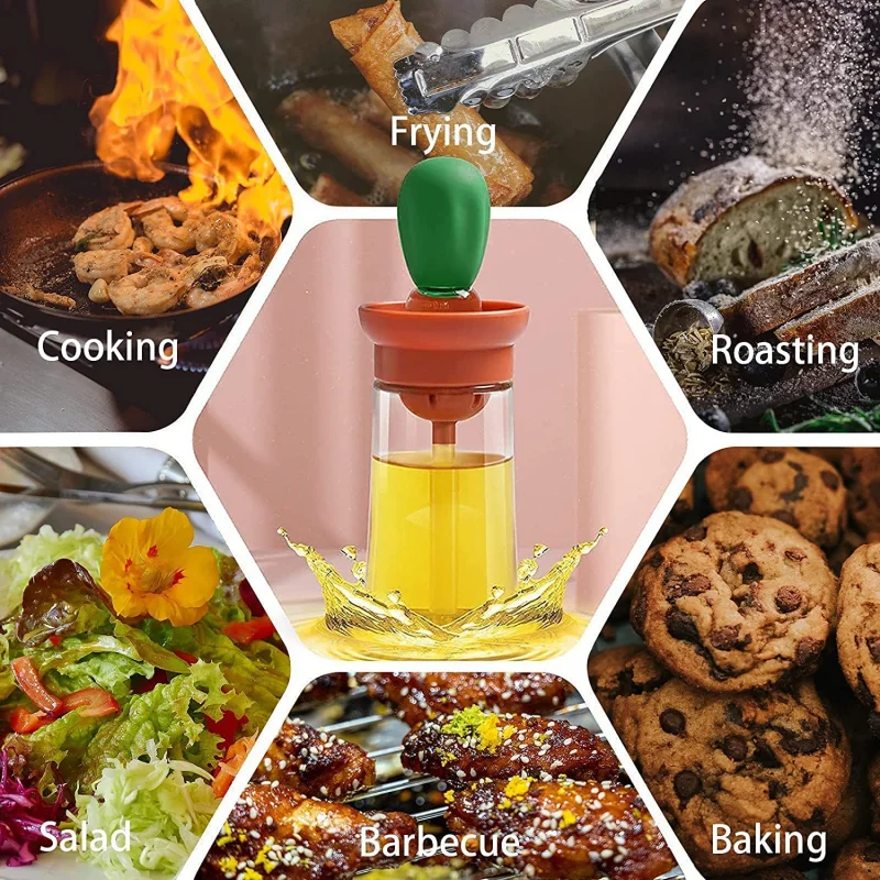 novel tools kitchen oil bottles silicone glass barbecue silicone brush accessories baking gadgets dispenser gears cook container free global shipping