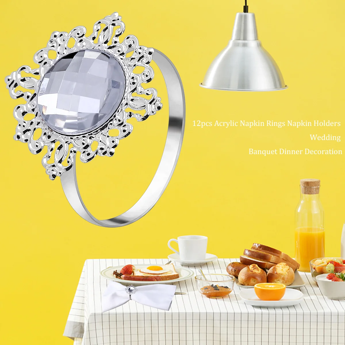 

Napkin Rings Ring Holder Wedding Dinner Napkins Set Banquet Holders Silver Acrylic Bling Serviette Thanksgivingdiamond Buckles