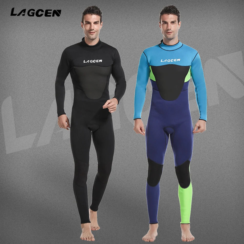 Men's Fashion Splicing 2.5MM Neoprene Wetsuit One Piece Long Sleeve Warm And Cold Swimming Surf Snorkeling Deep Diving Wetsuit