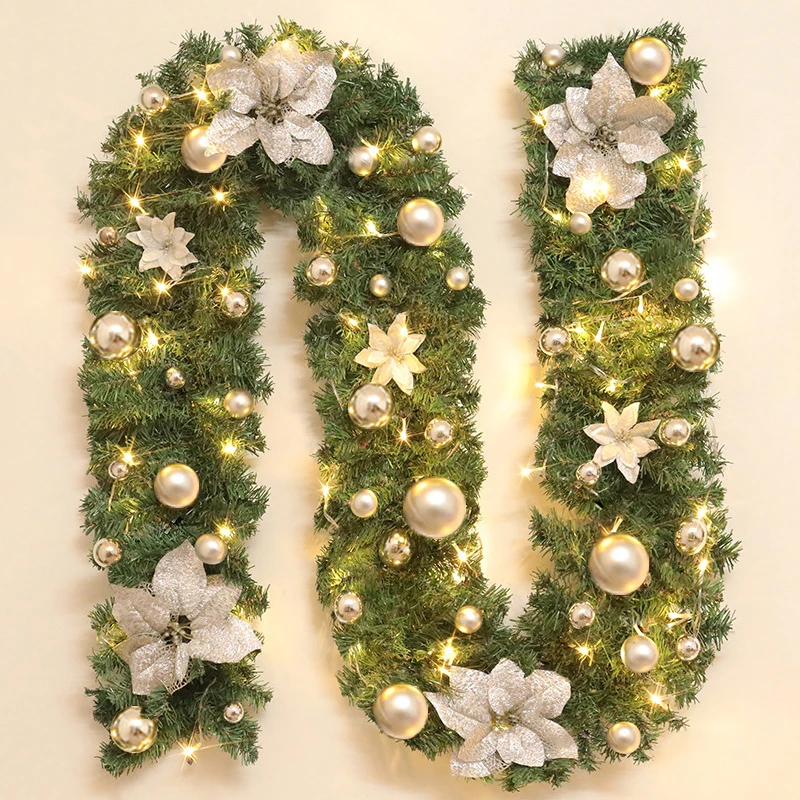 

270cm Christmas Rattan Wreath Garland Tree Decorations Xmas Ornaments