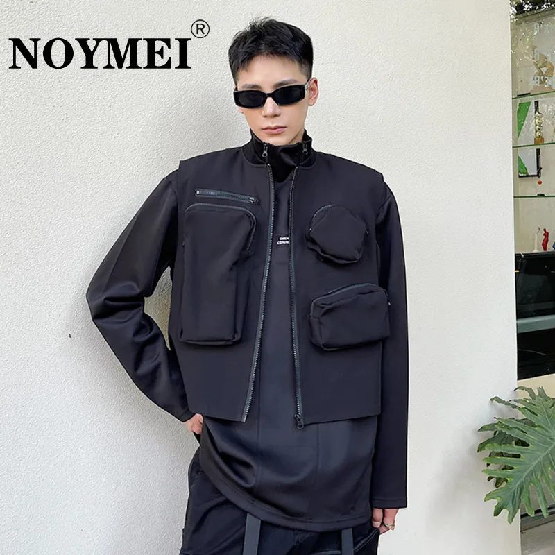 

Осенний Черный Новый темный функциональный стильный мужской короткий жилет NOYMEI с карманами Персонализированная модная верхняя одежда модная майка WA2034