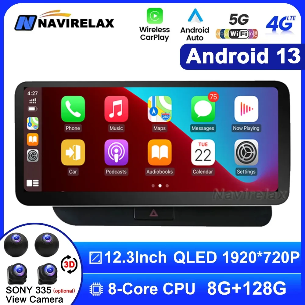 

12,3 "Android 13 для Audi Q5 2009 2010 2011 - 2017 LHD монитор Автомобильная система Carplay Авто Стерео GPS навигация Видео Радио