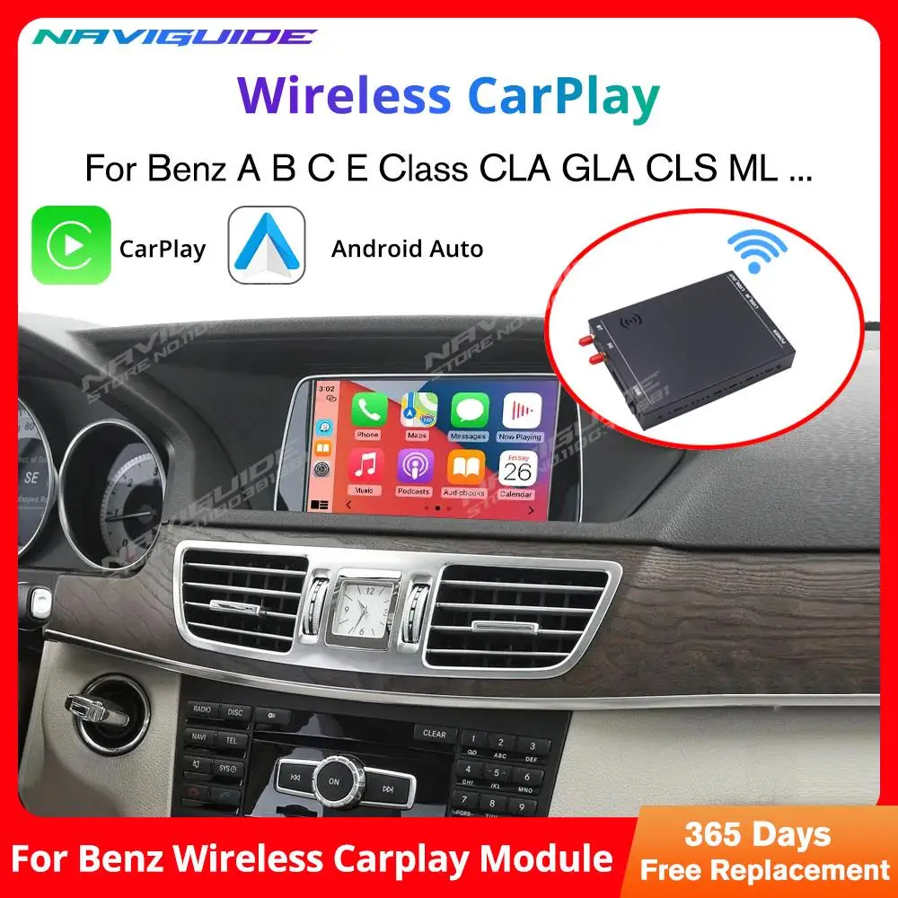 

NAVIGUIDE Wireless CarPlay Android Auto Interface for Mercedes Benz A B C E Class W176 W246 CLA GLA W204 W212 CLS ML GL GLK SLK