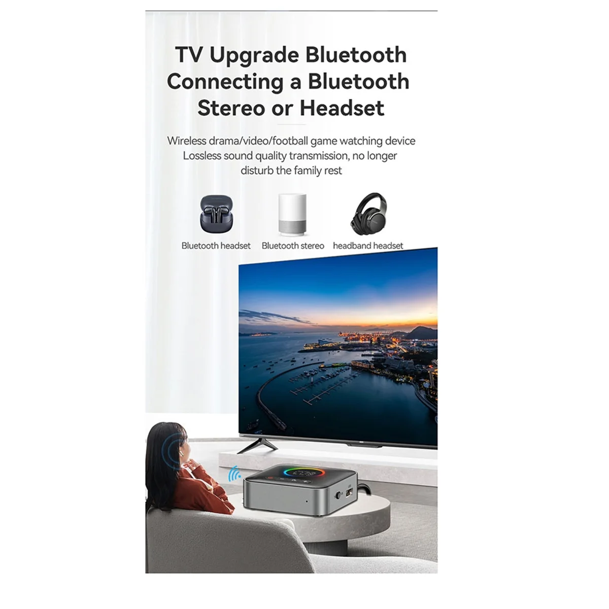 3-в-1 Bluetooth 5.4 передатчик приемник FM-модулятор 3 5 мм AUX Type-C многоточечный интерфейс