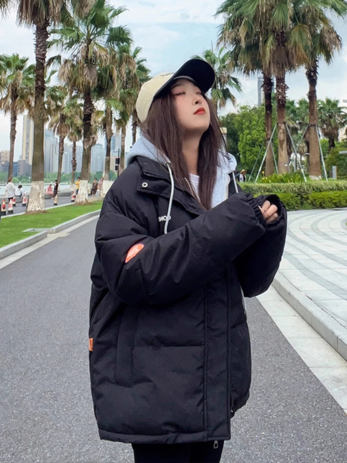 Extra Large 50.00kg Fake Two-Piece Cotton-Padded Coat Cotton-padded jacket Daily Leisure Winter clothes High School Student ...