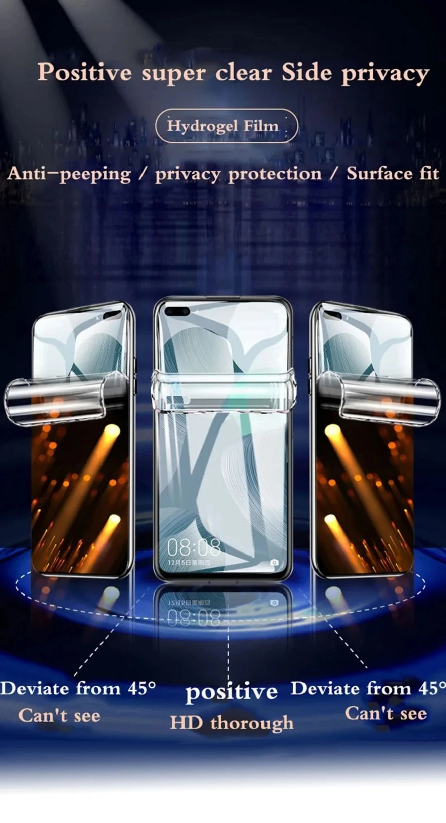 Антишпионская Гидрогелевая пленка для защиты экрана Honor Magic5 Ultimate X50i Play 7T Pro 70 Lite