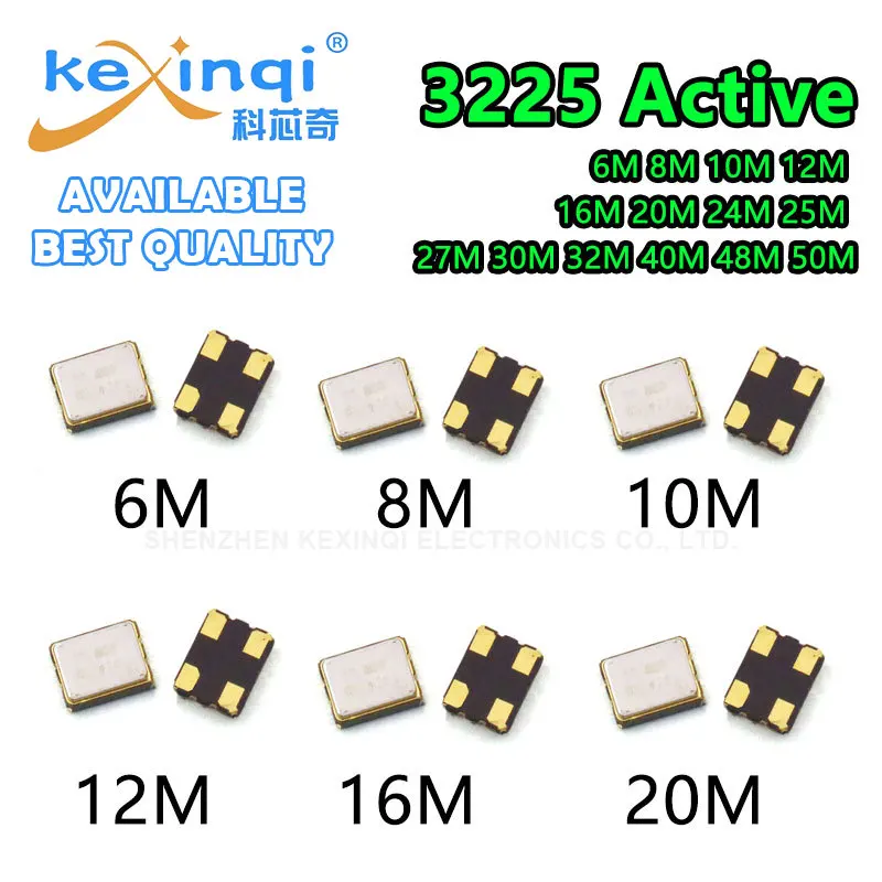 

5pcs SMD 3225 Active Crystal Oscillator OSC 4Pin 5*3.2 3.2X5.0MM 4M 8.000M 6M 10M 12M 16M 20M 24M 25M 27M 30M 32M 40M 48M 50M Hz