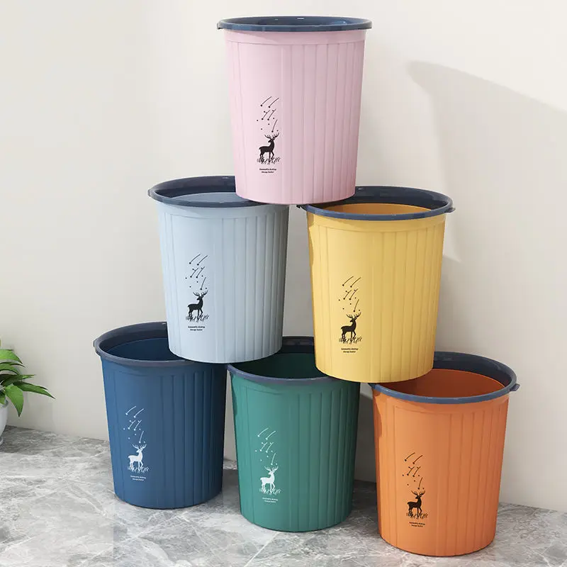 

Утолщенная корзина для мусора в скандинавском стиле с нажимным кольцом, корзина для мусора большой емкости без крышки, для гостиной, кухни, ...