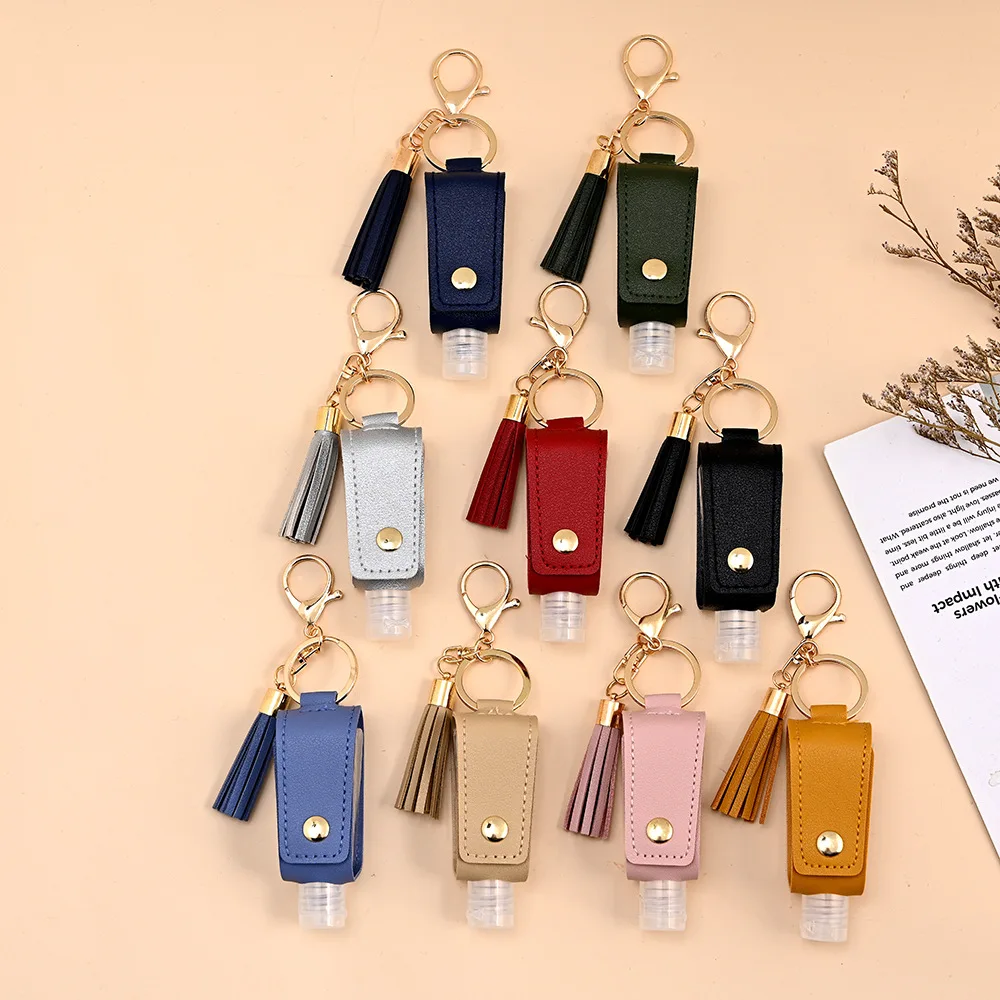 

30MLHand Sanitizer-free Leather Case Tassel Key Chain Antibacterial Disinfectant Leather Case Key Chain Pendant Keychain Keyring
