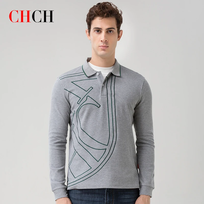

Мужская одежда Chch, высококлассная Новая модная брендовая мужская Однотонная рубашка-поло, повседневный дизайнерский топ с длинными рукавами