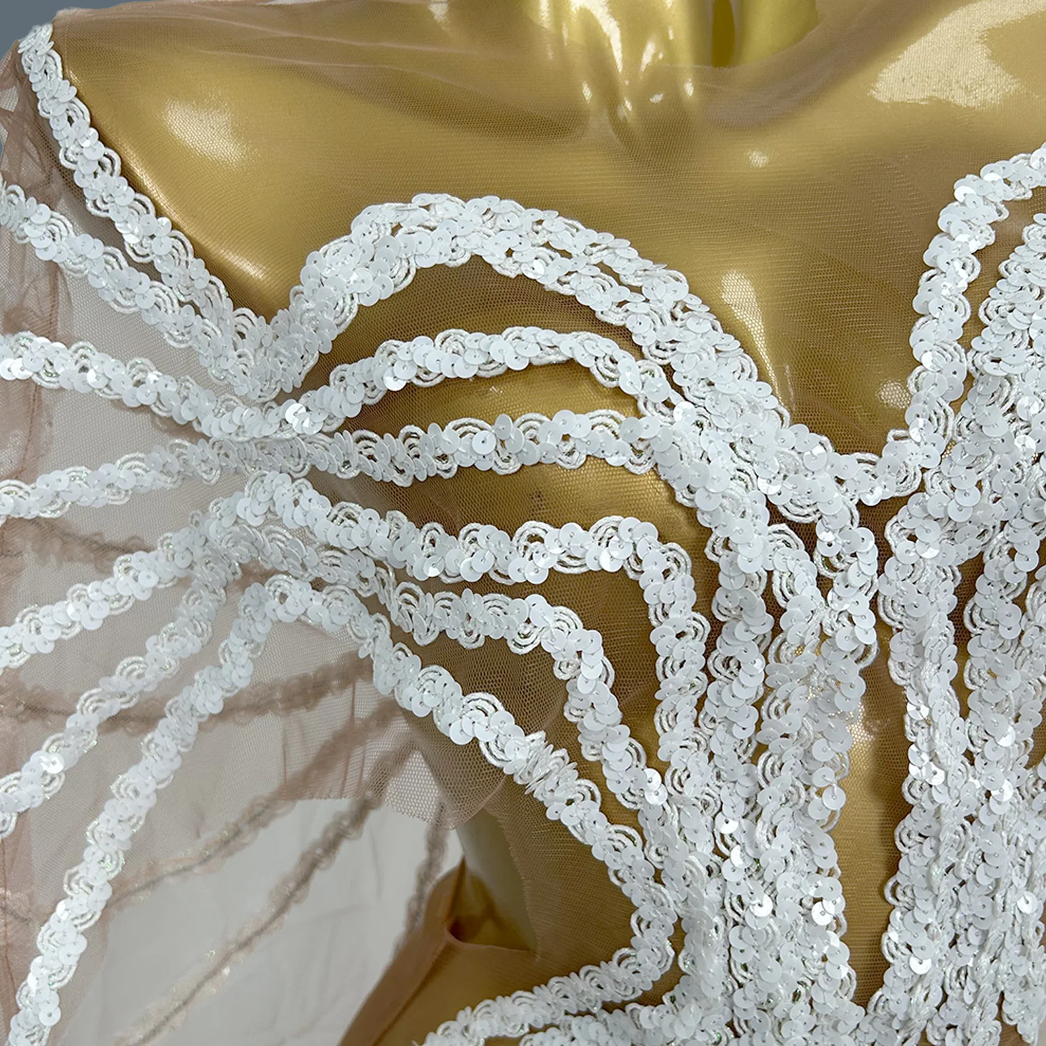 Новое белое прозрачное сетчатое длинное платье с блестками для женщин клубное