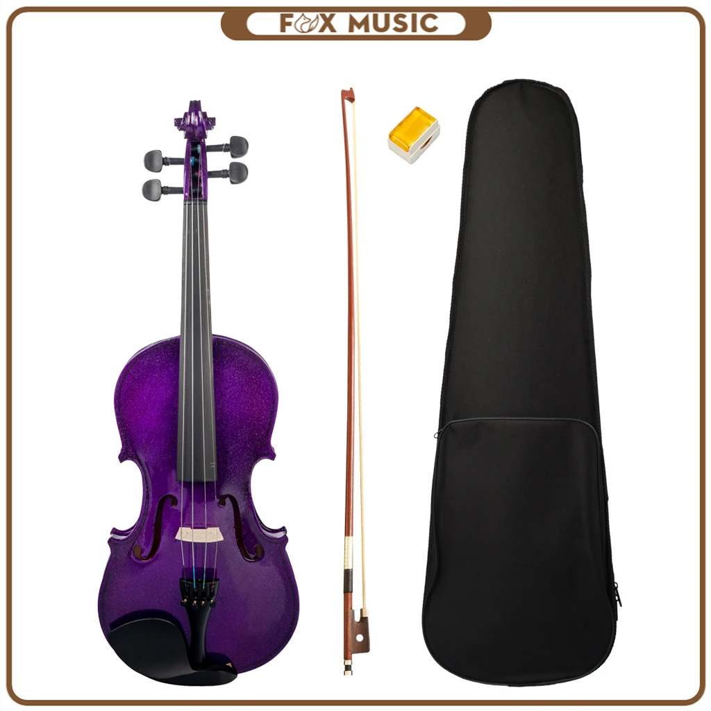 4/4 Purple Violin Student Violin +Bow +Bridge+Rosin+Case For Student & Beginner