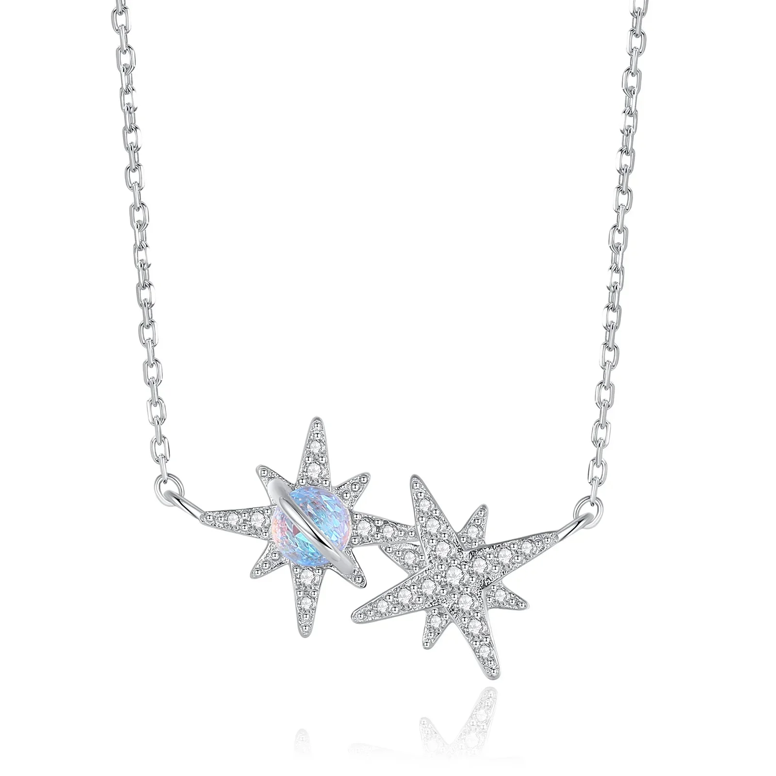 Оригинальное Ожерелье Из Стерлингового Серебра S925 С Восьмиконечными Звездами И