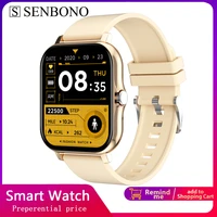senbono 2022 1 69 inch new smart watch men bluetooth answer call blood oxygen monitor sports smartwatch women for android ios
