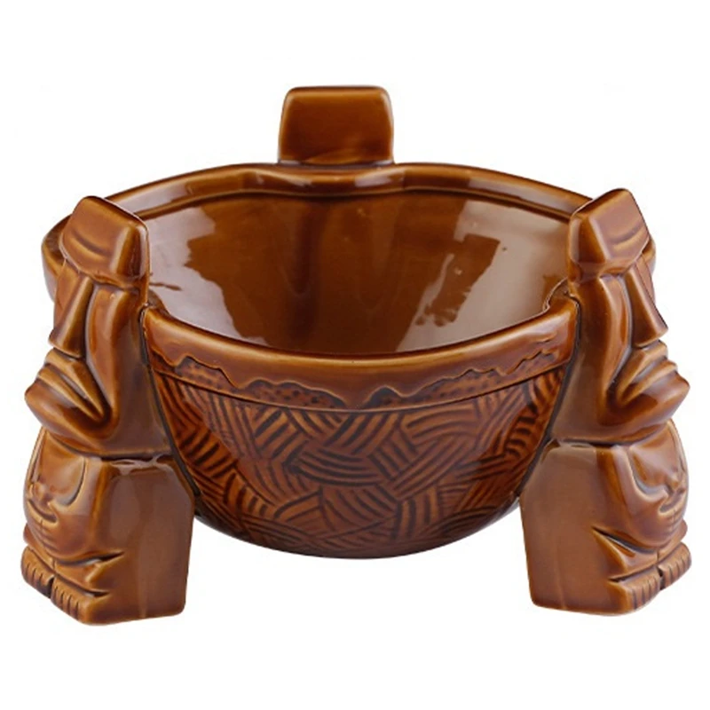 

Tiki Mugs Cocktail - Large Ceramic Hawaiian Party Mugs Drinkware, Tiki Bar Professional Hawaiian Party Barware Brown