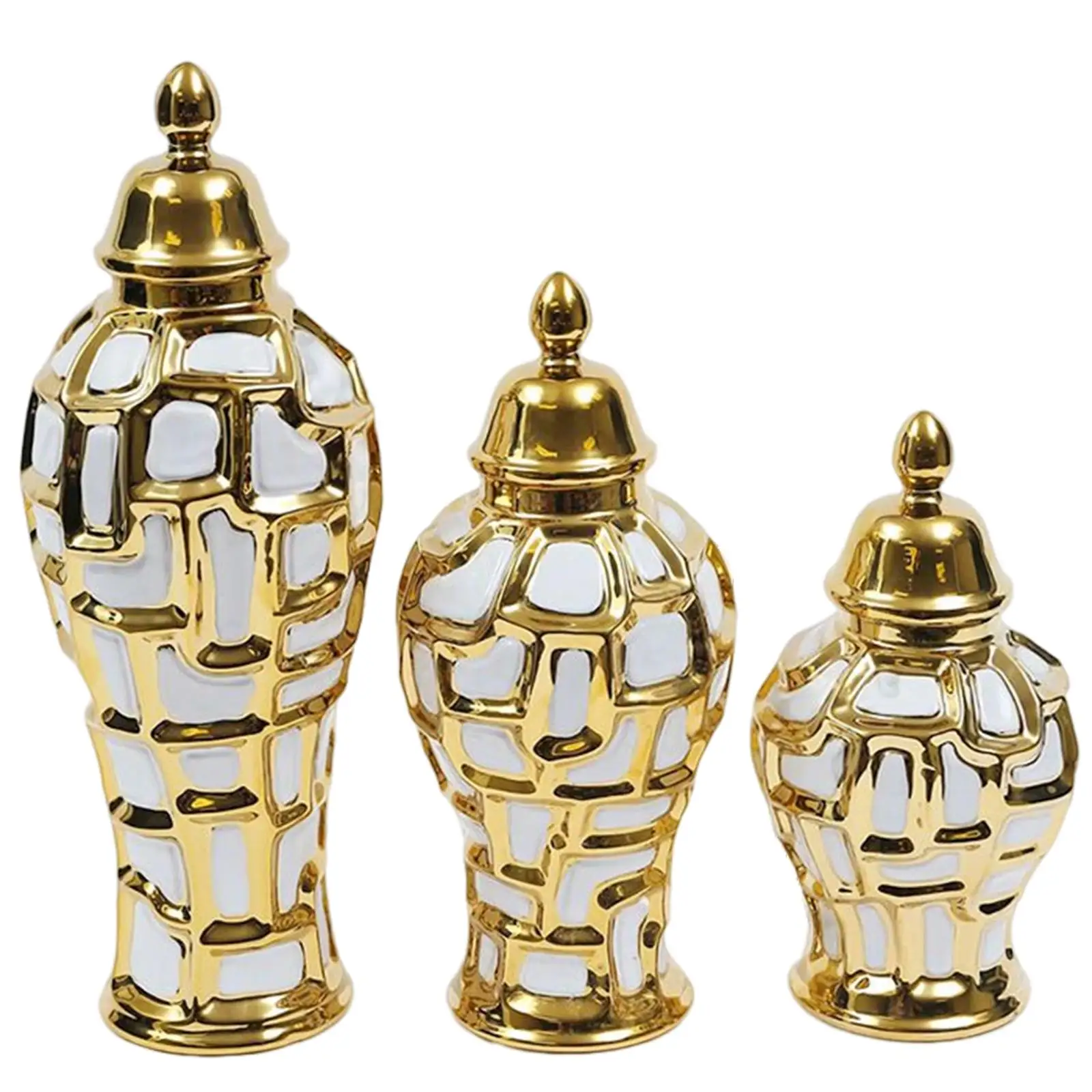 

Ceramic General Jar Collectible with Airtight Lid Temple Collection Decorative Vase Handicraft for Home Decoration Party Display