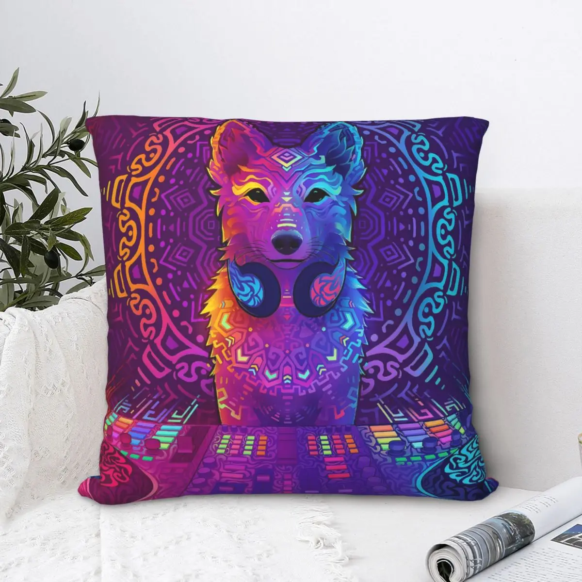 

Dj Digital Drt Dog Abstract Polyester Cushion Cover Sofa Garden Decorative Kawaii Coussincase
