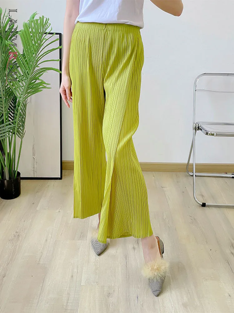 

Женские свободные плиссированные брюки LANMREM, однотонные брюки с эластичной резинкой на талии, повседневная одежда, Новинка лета 2023, 2R2738