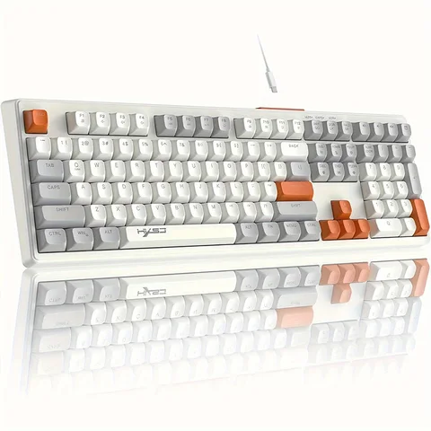 Проводная игровая клавиатура Mambasnake QWERTY RGB с радужной подсветкой, эргономичная клавиатура с мембранными клавишами, полноразмерная с мультимедийными клавишами