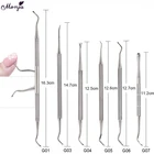 Двухсторонний корректор Monja для очистки ногтей, нержавеющая сталь толкатели для удаления кутикулы ногтя, крючок для ухода за вросшими ногтями, инструмент для маникюра