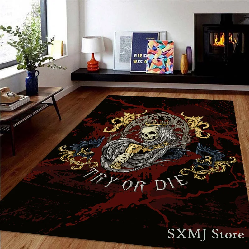 Коврик с черепом и ужасом для прихожей нескользящий коврик стула напольный