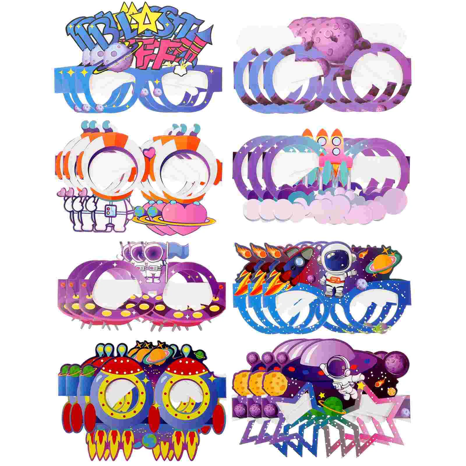 

24 Pcs Photo Props Make Gifts Astronaut Themed Eyeware Paper Decorations Glasses Kids Party Supplies