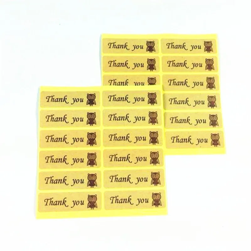 

1200 Pcs/lot Vintage Owl Thank You Sticker Kraft Label Stickers DIY Gift Cake Thanksgiving Sealing Scrapbooking Labels Stickers