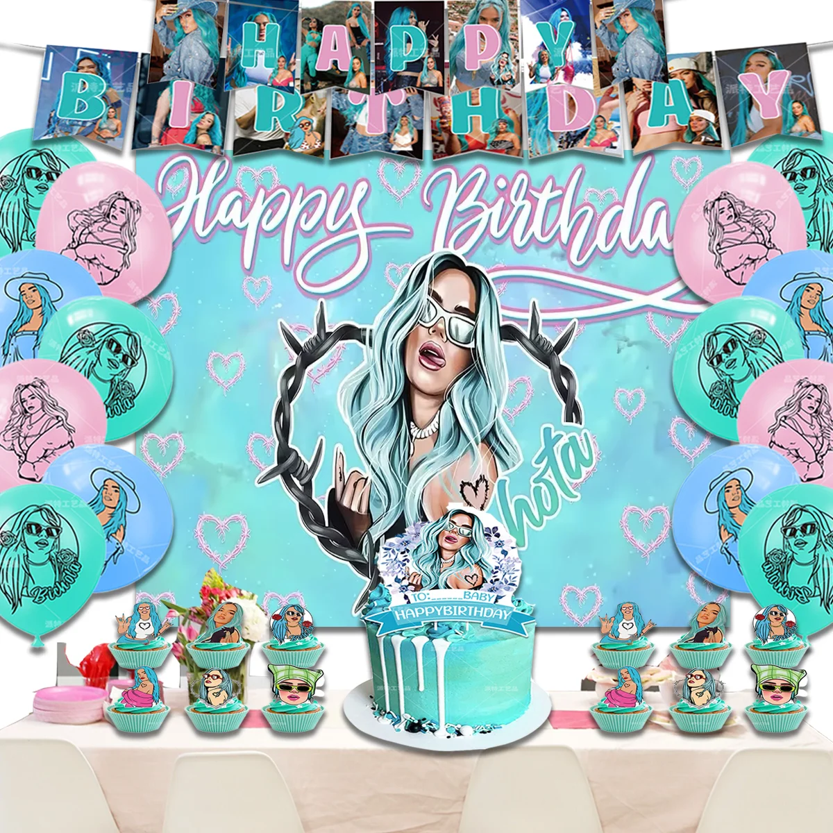 Umi Karol G тематические принадлежности для дня рождения девочек декоративный