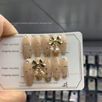 phototherapy finished sequins gradient flash rhinestone short coffin fake nails with jelly glue free shipping artificiales nail