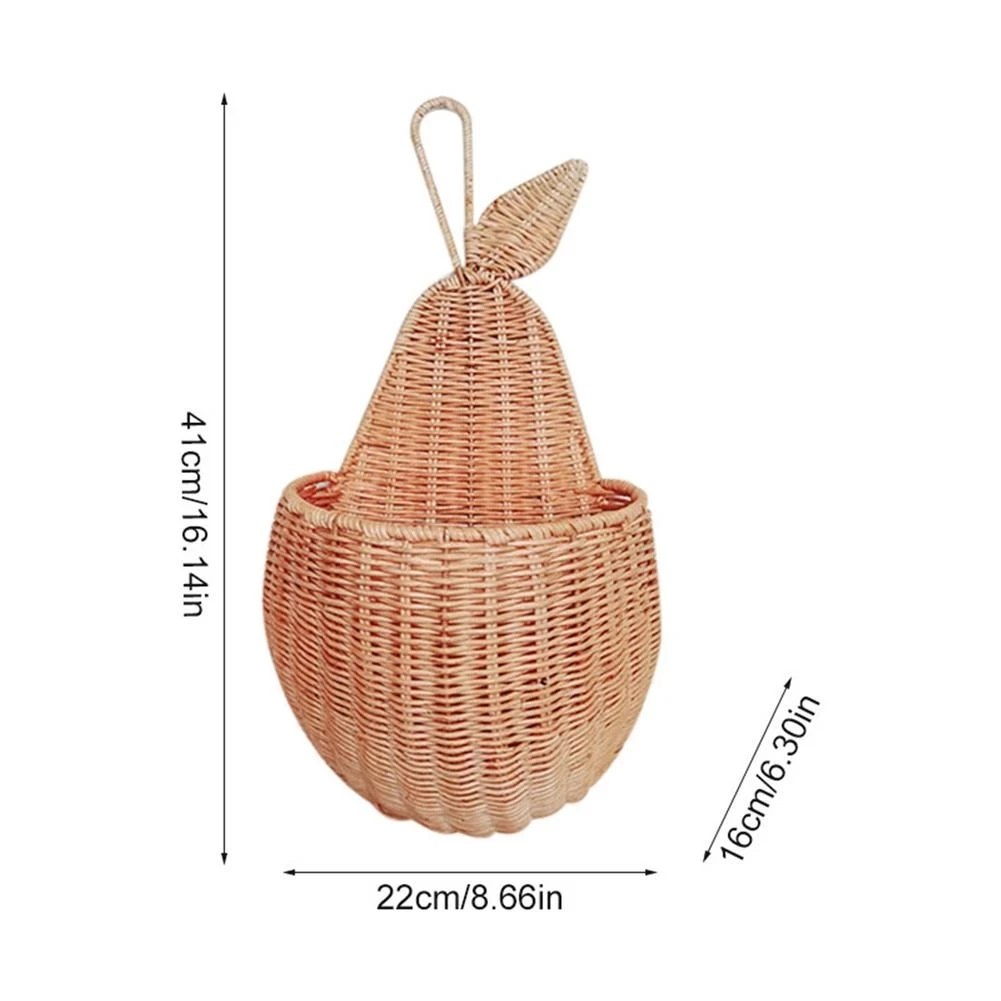

Rattan Pear Shape Storage Basket Handmade Fruit Organizer Wicker Organizer Baby Room Nursery Decoration