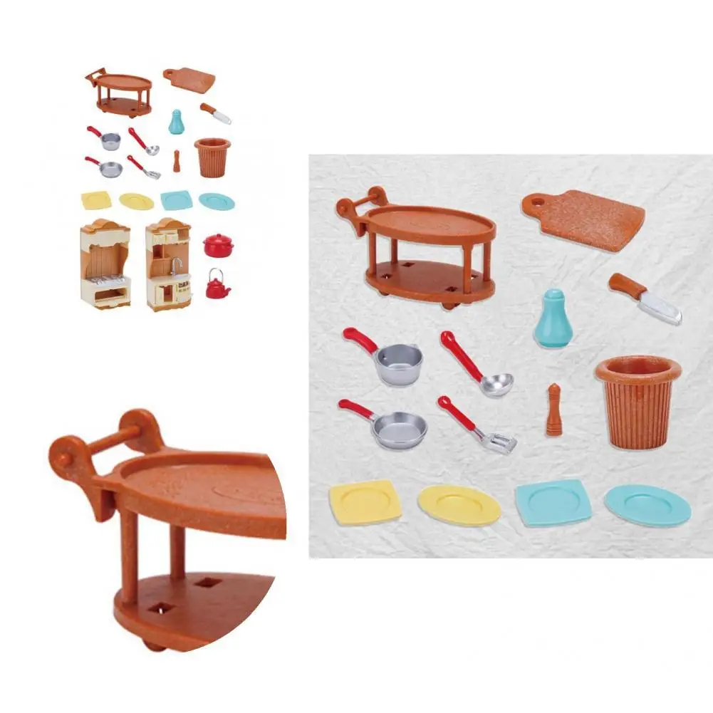 

Anti-deformed 1Set Ingenious Trash Can Cutting Board Pretend Toy Vivid Color Pretend Play Toy 3D for Household